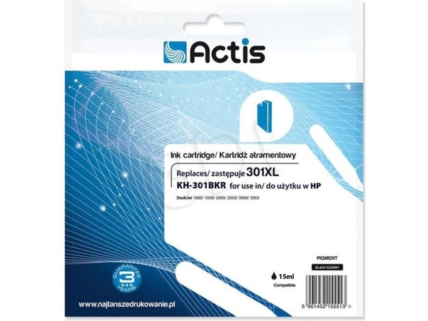 Actis KH-301BKR, Standard utskriftsproduksjon, Sort, Pigmentbasert blekk, 20 ml, 1 stykker, 480 sider