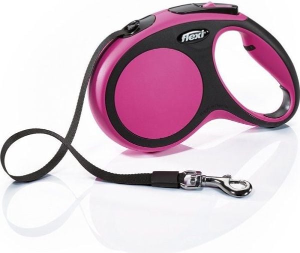 Flexi New Comfort M Tape 5 m, Hund, Tilbaketrekkelig, Rosa, Teip, 25 kg, Monokromatisk