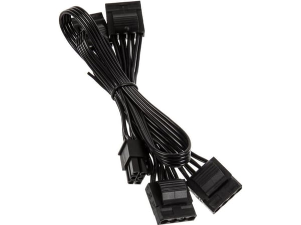 Kolink Molex x4 - PCIe 6-nastainen, 0,75m, musta (KL-CPL-MXC)