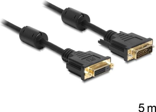 Delock - DVI-kabel - DVI-D (hunn) til DVI-D (hann) - 5 m - svart