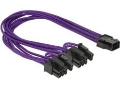 Delock - Strømadapter - 8-pins PCIe-strøm (6+2) (hann) til 6-pins PCIe-strøm (hunn) - 30 cm - purpur