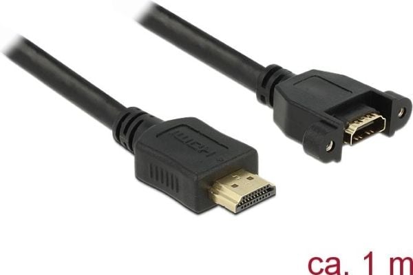 Delock - HDMI-kabel med Ethernet - HDMI hann til HDMI hunn - 1 m - svart