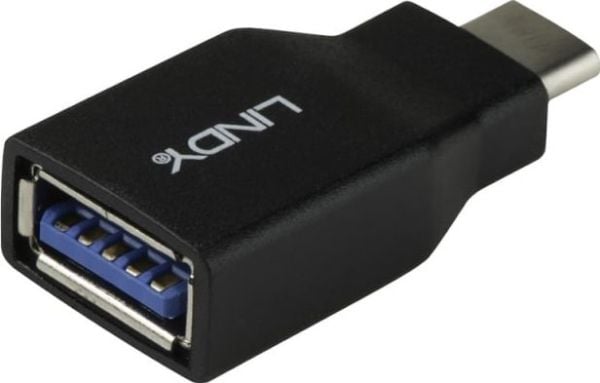 Lindy 41899, USB 3.1-C, USB 3.1-A, Svart