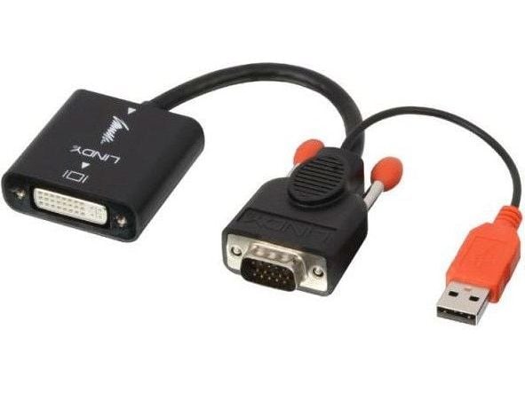 Lindy 38184, 0,2 m, DVI-D, VGA (D-Sub) + USB, Hunstik, Hanstik, Nickel