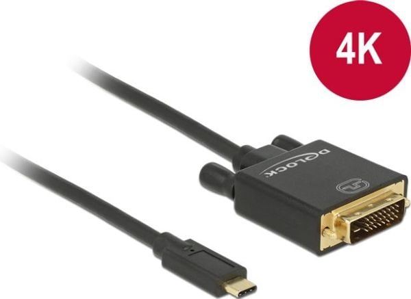 DeLOCK 2m, USB-C/DVI 24+1, 3840 x 2160 pikseliä