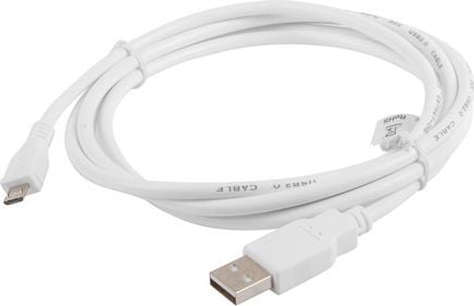 Lanberg - USB-kaapeli - USB (uros) - Micro-USB Type B (uros) - USB 2.0 - 1 m - valkoinen