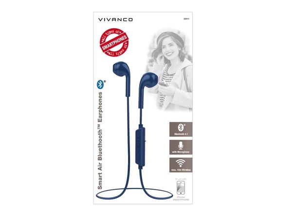 Vivanco 38910, Trådløs, 20 - 20000 Hz, Samtaler/musikk, Hodesett, Blå