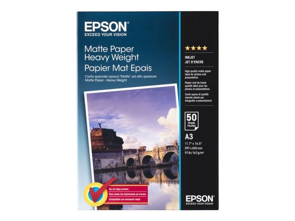 Epson - Matt - A3 (297 x 420 mm) - 167 g/m² - 50 ark papir - for EcoTank ET-16500, 7750; SureColor P5000, P800, SC-P10000, P5000, P700, P7500, P900...
