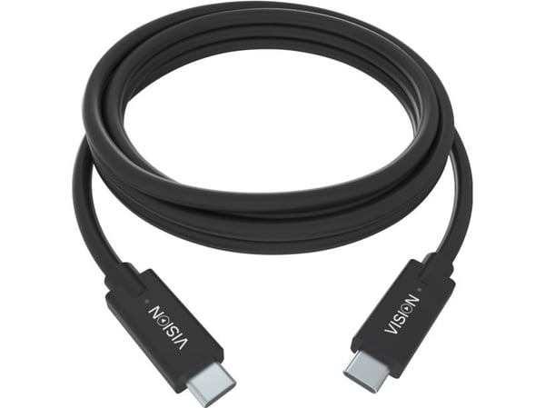 Vision Professional - USB-kabel - USB-C (hann) til USB-C (hann) - USB 3.1 Gen 2 / Thunderbolt 3 - 3 A - 1 m - reversible kontakter - svart