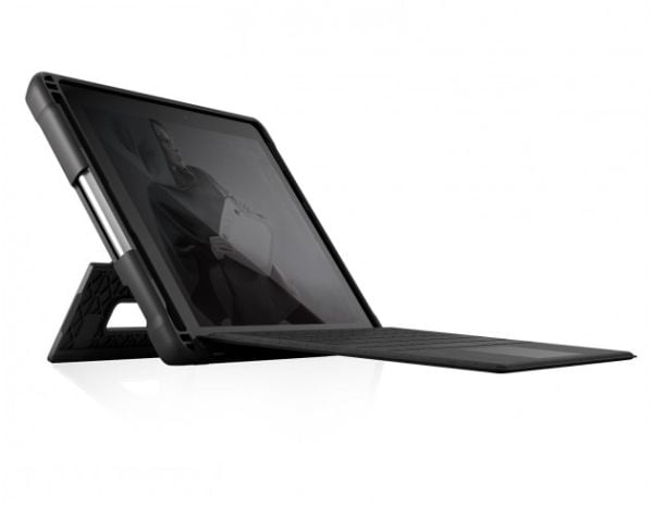 STM dux - Vikbart fodral för surfplatta - robust - polykarbonat, termoplastisk polyuretan (TPU) - svart, transparent - för Microsoft Surface Go