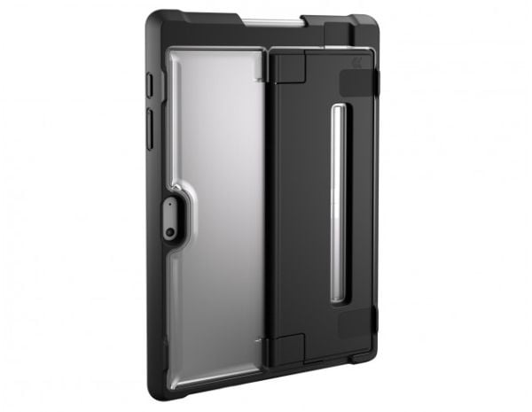 STM dux - Vikbart fodral för surfplatta - robust - polykarbonat, termoplastisk polyuretan (TPU) - svart, transparent - för Microsoft Surface Go