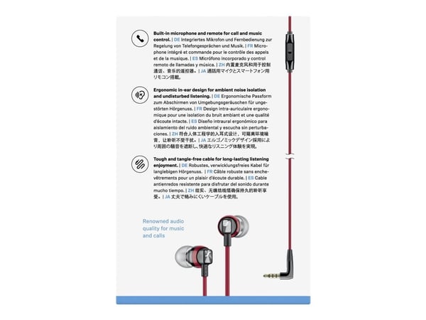 Sennheiser CX 300S - Ørepropper med mikrofon - ørepropp - kablet - 3,5 mm jakk - lydisolerende - rød