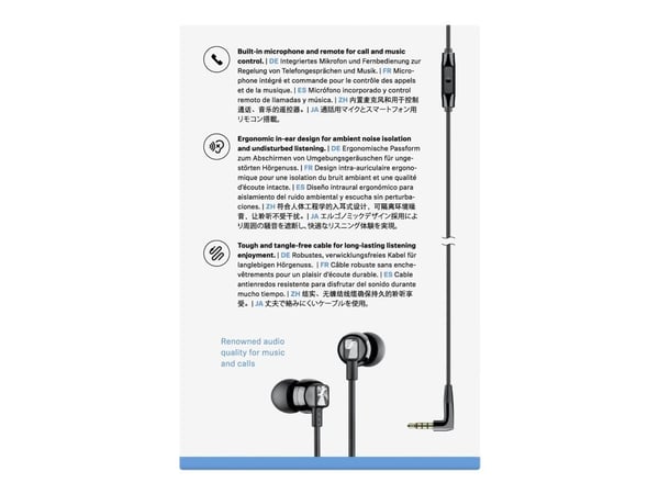Sennheiser CX 300S - Hörlurar med mikrofon - öronknopp - kabelansluten - 3,5 mm kontakt - ljudisolerande - svart