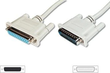 ASSMANN - Seriell/parallell-forlengelseskabel - DB-25 (hann) til DB-25 (hunn) - 10 m - formstøpt, tommelskruer - beige