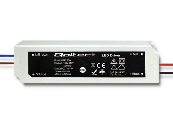 Qoltec - LED-ohjain - 36 Watt - 3 A