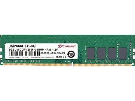 Transcend JetRAM - DDR4 - moduuli - 8 GB - DIMM 288-PIN - 2666 MHz / PC4-21300 - CL19 - 1,2 V - puskuroimaton - ei-ECC-muisti (ei-ECC)
