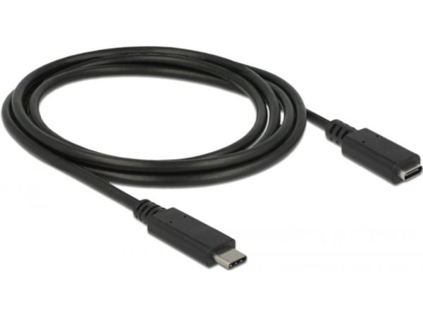 Delock - USB-forlengelseskabel - USB-C (hann) til USB-C (hunn) - USB 3.1 Gen 1 - 3 A - 1.5 m - svart