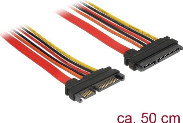 Delock - SATA-forlengelseskabel - Serial ATA 150/300/600 - SATA-kombo (hann) til SATA-kombo (hunn) - 50 cm
