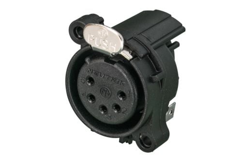 Neutrik NC5FAH, XLR, Musta, Ruostumaton teräs, Pronssi, Polyamidi, Terästä, IP40, 1,5 V, 6 mO