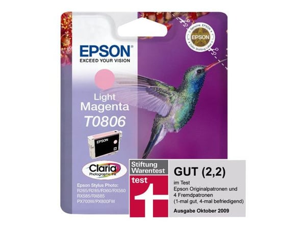Epson Hummingbird Mustepatruuna Light Magenta T0806 Claria Photographic Ink, Magenta, Väriainepohjainen muste, 7,4 ml, 1 kpl, Kertapakkaus