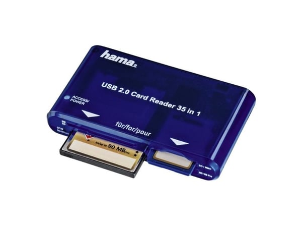 Hama USB 2.0 30 in 1 CardReaderWriter - Kortinlukija - 35-in-1 (CF 1, CF II, MS, MS PRO, Microdrive, MMC, SD, SM, MS Duo, xD, MS PRO Duo, RS-MMC) -...