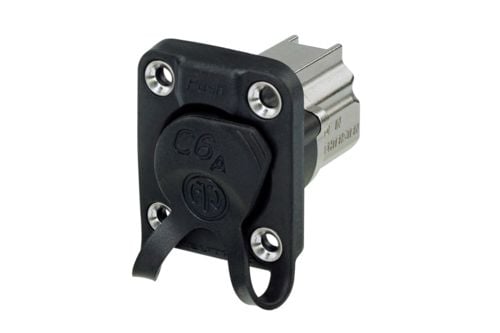 Neutrik NE8FDX-Y6-W, RJ-45, aluminium, svart, Cat6a, guld, IP65, 1000 V
