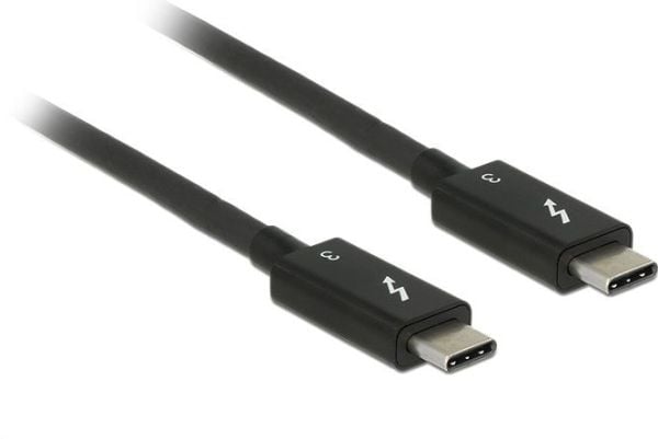 Delock - Thunderbolt-kabel - USB-C (hann) til USB-C (hann) - USB 3.1 Gen 1 / Thunderbolt 3 / DisplayPort 1.2a - 20 V - 3 A - 2 m - 4K-støtte - svart