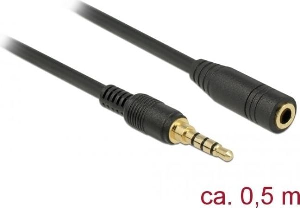 DeLOCK 85627, 3.5mm, Uros, 3.5mm, Naaras, 0,5 m, Musta