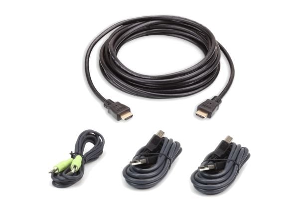 ATEN 2L-7D03UHX4 USB HDMI Secure KVM - Tastatur / video / mus / lyd / USB-kabelsett - TAA-samsvar - for ATEN CS1182H4