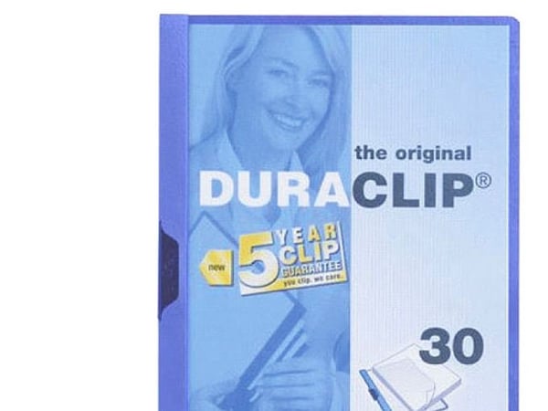 DURABLE DURACLIP 30 - Klipsfil - for A4 (210 x 297 mm) - kapasitet: 30 ark - blå med transparent frontdeksel