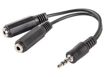 Lanberg - Hodetelefonsplitter - 4-polsminijakk hann til mini-phone stereo 3.5 mm hunn - 10 cm - svart