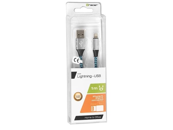 Tracer - Lightning-kabel - Lightning hann til USB hann - 1 m - svart, blå