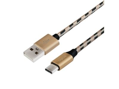 LogiLink CU0135, 2 m, USB A, USB C, USB 2.0, 0,48 Gbit/s, kuparinvärinen, musta