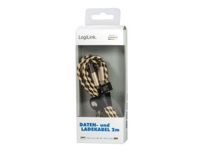 LogiLink CU0135, 2 m, USB A, USB C, USB 2.0, 0,48 Gbit/s, kuparinvärinen, musta