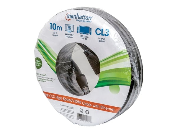 Manhattan 353977, 10 m, HDMI Type A (Standard), HDMI Type A (Standard), 3D, 10,2 Gbit/sek., Svart