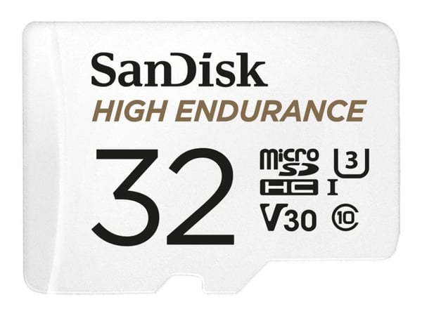 SanDisk High Endurance - Flashminnekort (microSDHC til SD-adapter inkludert) - 32 GB - Video Class V30 / UHS-I U3 / Class10 - microSDHC UHS-I
