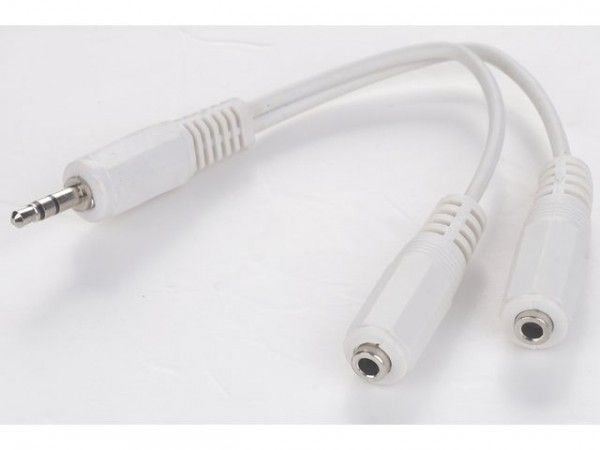 Gembird CCA-415W - Lydsplitter - stereo mini-jack (hun) til stereo mini-jack (hann) - 10 cm - hvit