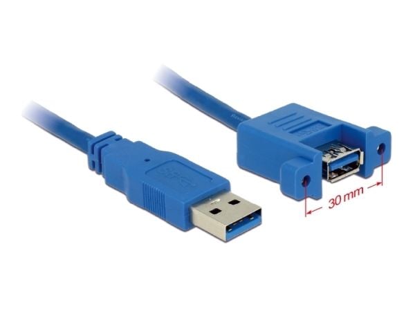 DeLOCK Panel-mount - USB-kaapeli - USB Type A (hun) til USB Type A (han) - USB 3.0 - 1 m - USB 3.0 - 1 m