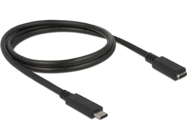 Delock - USB-forlengelseskabel - USB-C (hann) til USB-C (hunn) - USB 3.1 Gen 1 - 3 A - 1 m - svart