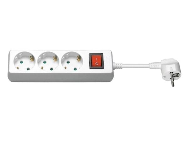 Microconnect GRU0033WS, 3 m, Tyyppi F, Tyyppi F, Valkoinen, 3 AC-pistorasia(a), 500 g
