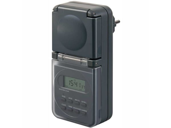 Brennenstuhl 1506706, Viikkoajastin, Harmaa, Digitaalinen, LCD, Painikkeet, IP44