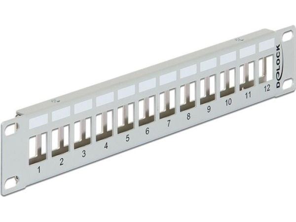 Delock Keystone Patch Panel - Patch-panel - grå - 1U - 10" - 12 portar