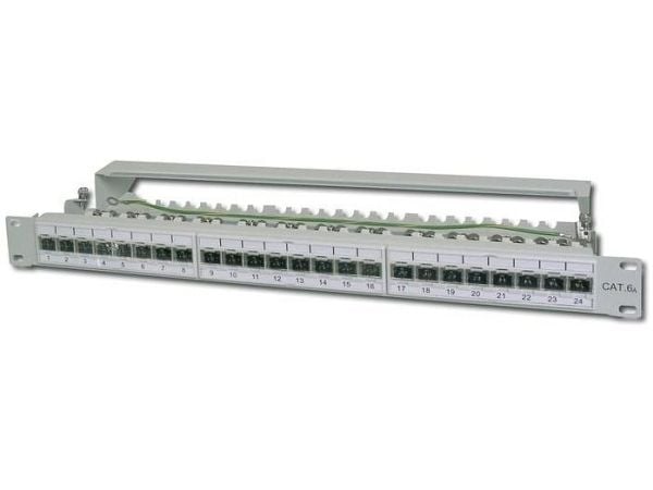DIGITUS Professional DN-91624S-EA-B - Koblingspanel - CAT 6a - STP - RJ-45 X 24 - svart, RAL 9005 - 1U - 19"