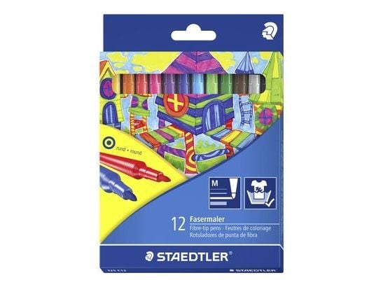 Staedtler 325, Medium, 12 farger, 1 mm, Flerfarget, Rund, 12 stykker