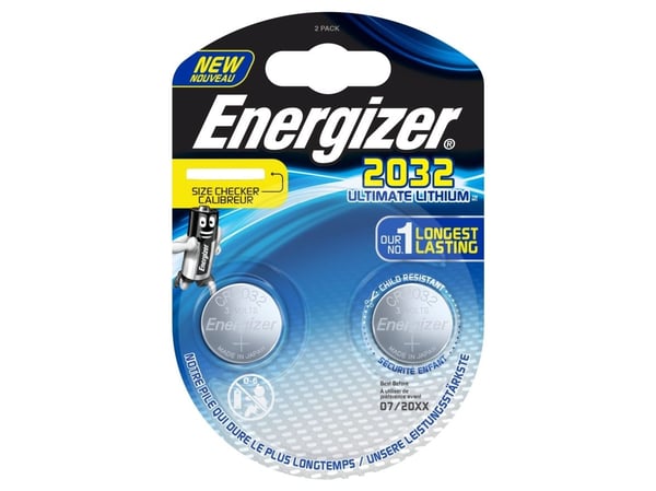 Energizer Ultimate Lithium 2032, Kertakäyttöinen akku, CR2032, Litium, 3 V, 2 kpl, Hopea