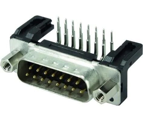 Harting DSUB SV MA SSDP ANG73-254 25P AU2, D-Sub 25-pin M, Sort, Metallisk, Polybutylentereftalat (PBT), Stål, Termoplast, Kobberlegering, 10 mO, 1...