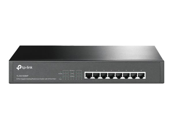 TP-Link TL-SG1008MP - Switch - ikke-styrt - 8 x 10/100/1000 (PoE+) - stasjonær, rackmonterbar - PoE+ (126 W)