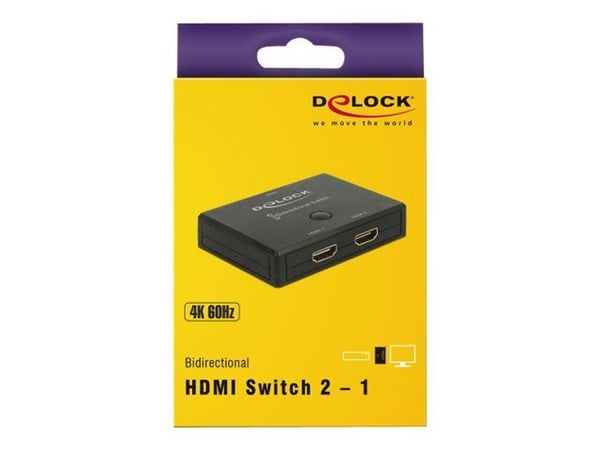 Delock HDMI 2 - 1 Switch bidirectional 4K 60 Hz - Video/audio switch - 2 x HDMI - stasjonær