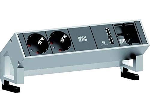 Bachmann DESK 2, 0,2 m, Alumiini, Musta, Valkoinen, 2 AC-pistorasia(a), 239,2 mm