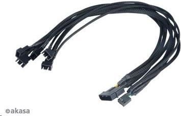Akasa FLEXA FP5 - Viftestrømsplitter - 4-pins PWM (hunn) til 4-pin intern strøm, 4-pins PWM (hann) - 45 cm